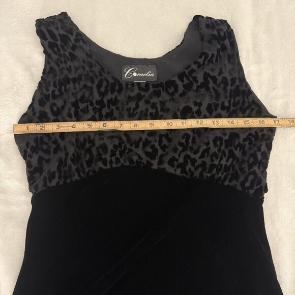 Cornelia Women Sz S Y2K Velvet Burnout Black Leopard Bodice Maxi Dress & Top - Picture 11 of 13